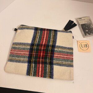 L.I.B New York Tartan Plaid Crossbody / Clutch with Tassel – Holiday Winter Bag